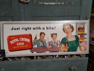 Rare Vintage 1940/50s Rc Cola - Royal Crown Soda Cardboard Trolley Sign