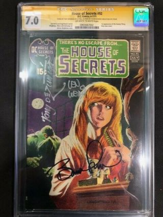 House Of Secrets 92 Cgc Ss 7.  0 3x Signed Wrightson Wein Dezuniga 1st Swamp Thing