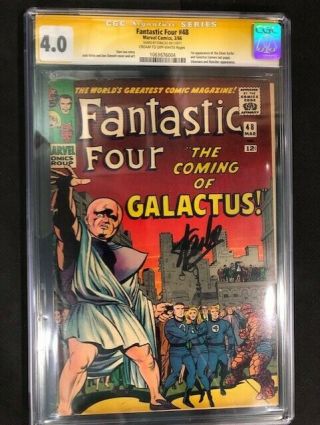 Fantastic Four 48 (1966) Cgc Ss 4.  0 Signed Stan Lee 1st Silver Surfer Galactus