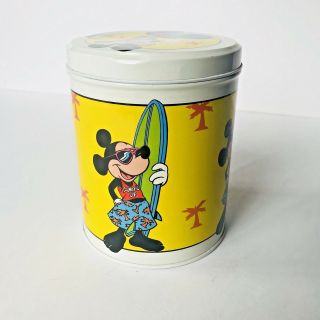 Walt Disney Mickey Mouse Round Lidded Tin - The Tin Box Company Of America Surf