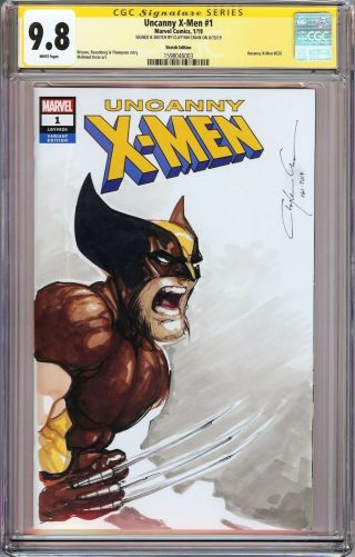 Uncanny X - Men 1 Variant Cgc 9.  8 Ss Signed & Wolverine Sketch By Clayton Crain