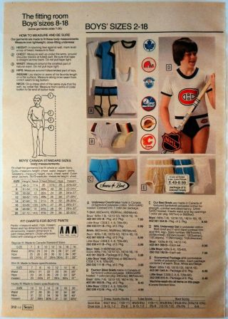 1982 Vintage PAPER PRINT AD fashion sport socks briefs underwear NHL official 2