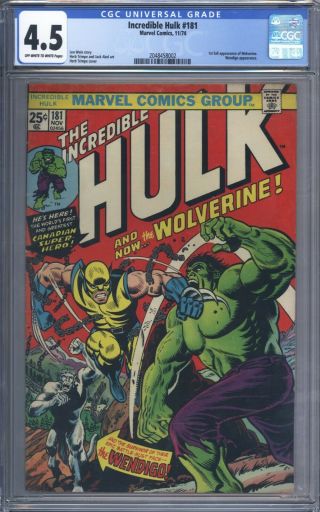 Incredible Hulk 181 Cgc 4.  5 Vol 1 Mid Grade 1st App Of Wolverine