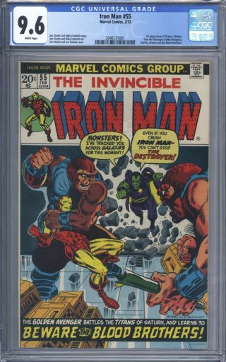 Iron Man 55 Cgc 9.  6 Vol 1 Incredible 1st Appearance Of Thanos