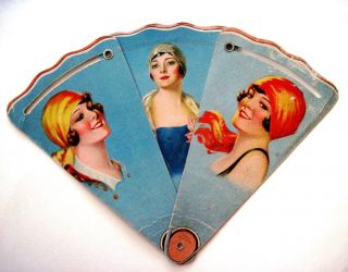 Vintage Ad Fan For " Holthe The Tailor " W/ 3 Lovely Ladies In Pretty Scarves