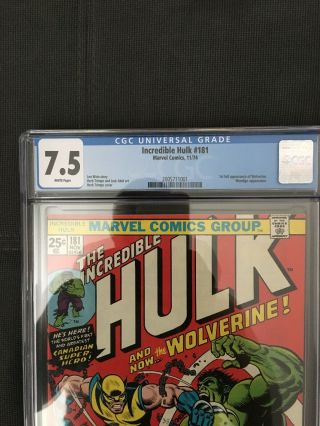 The Incredible Hulk 181 CGC 7.  5 WHITE PAGES 2