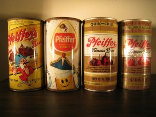 Vintage Set Of Four (4) Pfeiffer Beer Cans - Detroit,  Michigan/g.  Heileman