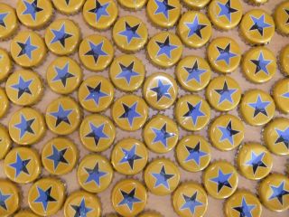 100 X Newcastle Brown Ale Yellow Blue Star Design Bottle Tops / Caps Craft Work