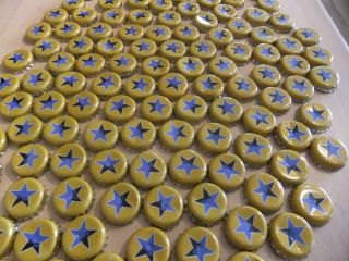 100 x Newcastle Brown Ale Yellow Blue Star Design Bottle Tops / Caps craft work 4