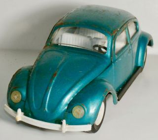 Tonka Emerald Green Tin Friction Toy Volkswagen Beetle Made In Usa Circa 1960s