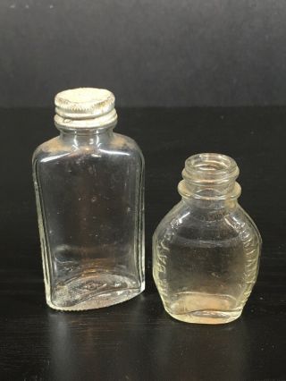 Two Embossed Glass “the Bayer Co.  ” Vintage Aspirin Bottles W/ Metal Cap