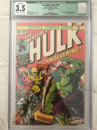 Incredible Hulk 181 Cgc Qualified Grade 3.  5 1st Full App Of Wolverine