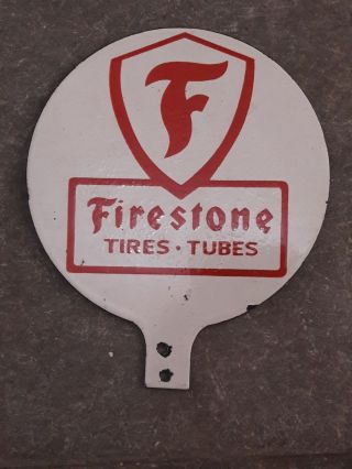 Porcelain Sign Firestone Tires Tubes Enamel Sign Size 6 " Round