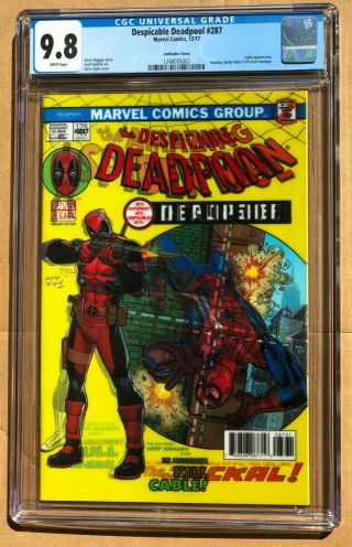 Despicable Deadpool 287 Lenticular - Spider Man 129 Homage - Cgc 9.  8 / Stan Lee