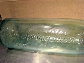 Vintage Pale Green Water Bottle Caton Spring Water Co In Raised Letters 10 " Tall