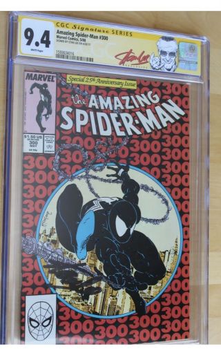 Spider - Man 300 Cgc 9.  4 Ss Signed Stan Lee 1st Full Venom Todd Mcfarlane