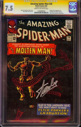 Spider - Man 28 Cgc 7.  5 Signed By Stan Lee 1st Appearance Of Molten Man