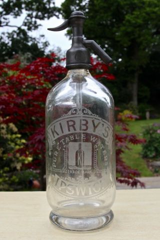 VINTAGE c1910s KIRBY ' S IPSWICH SUFFOLK PURE TABLE WATERS SODA SYPHON SIPHON 2