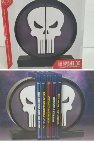 Gentle Giant X Marvel The Punisher Logo Collectible Bookends Limited Edition