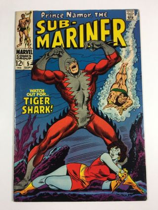 Sub - Mariner 5 (marvel Comics 1968) 1st Tiger - Shark Vg,