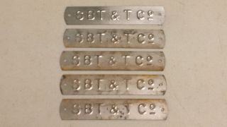 5 Southern Bell Telephone & Telegraph Co.  Telephone Pole Aluminum Tag Sbt&t