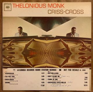 Thelonious Monk “criss Cross” Lp Columbia.  2 - Eye Mono Wlp Promo Dj Jazz