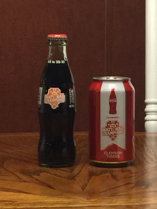 1 Clemson Tiger Coke Coca Cola Can & 1 Bottle 2016 National Championship