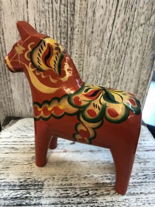 Swedish Dala Hest Horse Hand Carved Folk Art Sweden