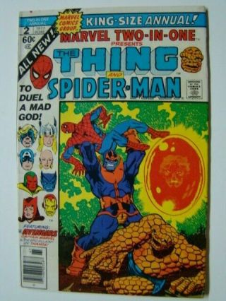 1977 Marvel Two In One Annual 2 Jim Starlin Art 2nd Thanos Death Spider - Man Fn