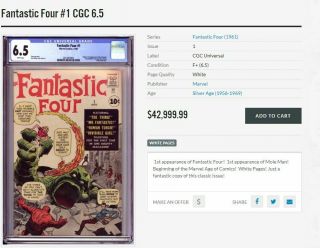FANTASTIC FOUR 1 CGC 6.  5 R BRIGHT COLORS UNPRESSED SEE OUR 48 49 50 4
