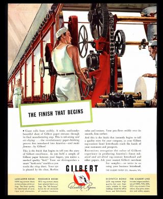 1939 " Giant Gilbert Paper Mill Rolls " Menasha,  Wisconsin Art Print Ad