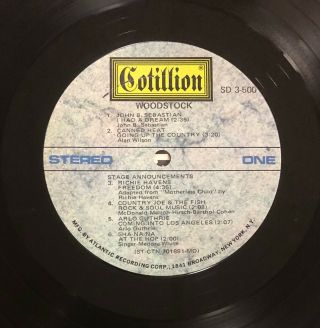 WOODSTOCK - 3 RECORD SET 1970 Pressing COTILLION Hendrix,  The Who EX 2