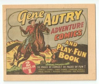 Gene Autry Adventure Comics & Play - Fun Book,  1947,  Pillsbury Premium,  Vf -