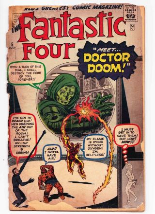 Fantastic Four 5 1st Appearance Dr.  Doom Doctor Poor Fair.  5 1.  0 Pr Fr Sa Marvel
