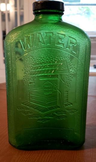 Vintage Green Refrigerator Water Bottle With Cap,  1 Quart