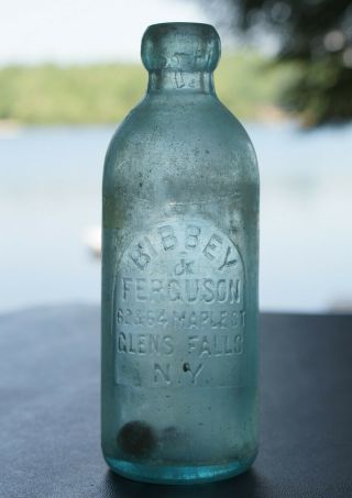 Antique Hutchinson (hutch) Soda Bottle - Bibbey & Ferguson Glens Falls,  Ny