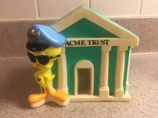 1994 Warner Bros Studio Tweety Bird Looney Tunes Rubbery Plastic Acme Trust Bank