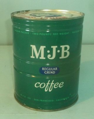 Vintage 2 Pound Can Mjb Regular Grind Coffee Key Wind Shake The Can