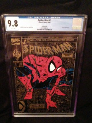Cgc 9.  8 Spider - Man 1 (gold) - Todd Mcfarlane - White Pages/new Case