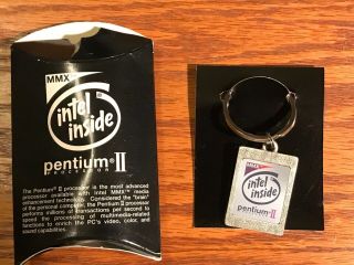 Vintage 1997 Intel Pentium Ii Processor Mmx Engraved Metal Keychain