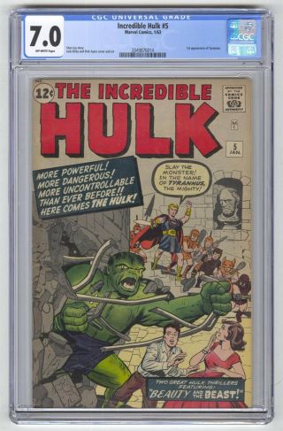 Incredible Hulk 5 Cgc 7.  0 Hi Grade Marvel Comic Key 1st Tyrannus Silver 12c