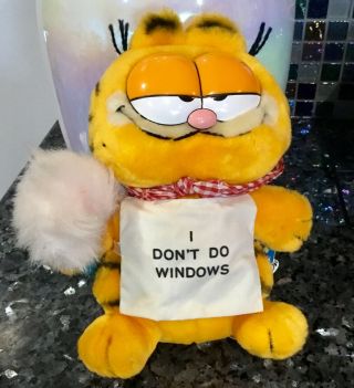 Nwt Vintage 1978 Garfield Cat I Don’t Do Windows Mothers Day Plush Stuffed Toy