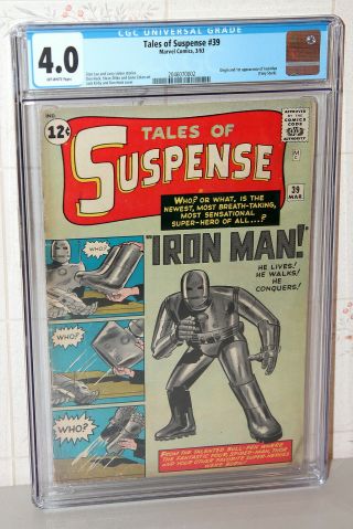 Tales Of Suspense 39 Origin & 1st App.  Iron Man Marvel Comic 1963 Cgc 4.  0