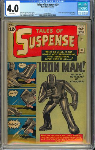 Tales of Suspense 39 Origin & 1st App.  Iron Man Marvel Comic 1963 CGC 4.  0 3