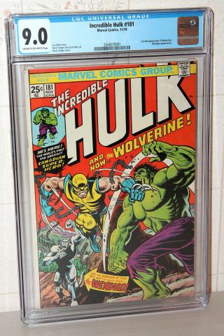Incredible Hulk 181 1st App.  Wolverine Marvel Comic 1974 Cgc 9.  0