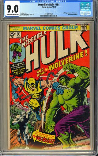 Incredible Hulk 181 1st App.  Wolverine Marvel Comic 1974 CGC 9.  0 3