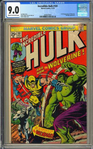 Incredible Hulk 181 1st App.  Wolverine Marvel Comic 1974 CGC 9.  0 4