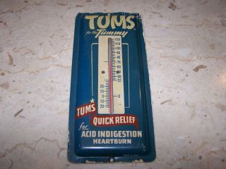 Wonderful Vintage Tums For The Tummy Advertising Thermometer/check It Out