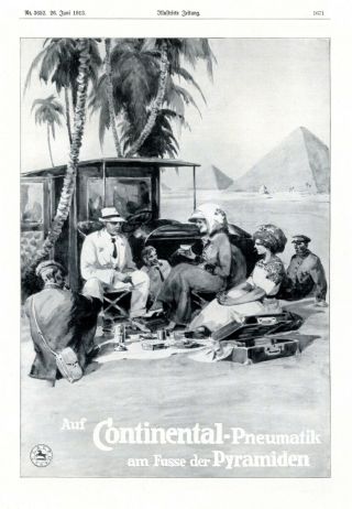 Continental Tires & Pyramids Of Giza Xl 1913 Ad Picnic Egypt Desert Advertising