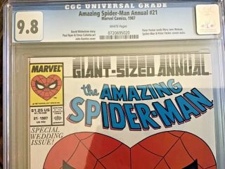 Spider - Man Annual 21 Cgc 9.  8 Nm/mt White Pages Peter & Mary Jane Wed